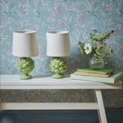 Laura Ashley Artichoke Green Set Of 2 Table Lamps With Natural Shade -Housingunits 436efde2f6537e98c97962be30cd9c11