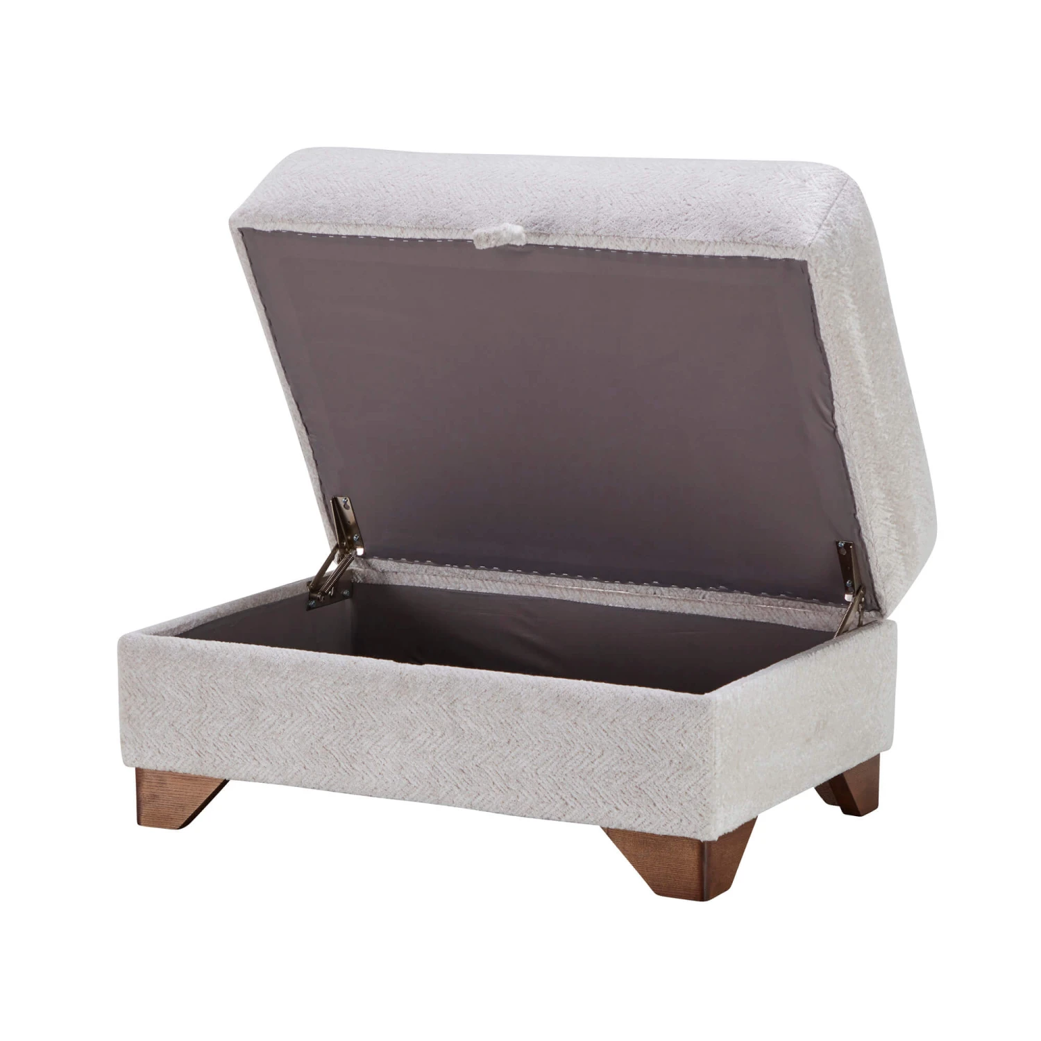 Mackenzie Ivory Chevron Textured Fabric Large Ottoman Storage Footstool 3 Mackenzie Ivory Chevron Textured Fabric Large Ottoman Storage Footstool - Image 3