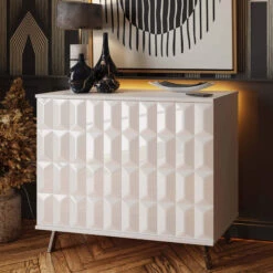 Frank Olsen Elevate White LED & Wireless Charging Small Sideboard