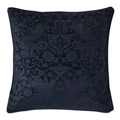 William Morris Strawberry Thief Embossed Prussian Blue Cushion
