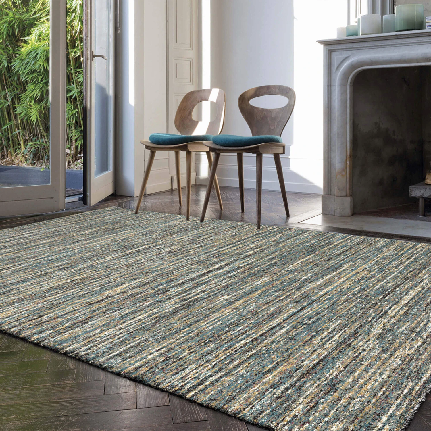 Mehari Blue & Green 240cm X 300cm Rug 1 Mehari Blue & Green 240cm X 300cm Rug