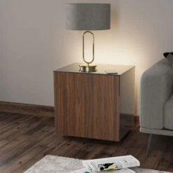 Frank Olsen Intelligent Grey Gloss & Walnut Side Table