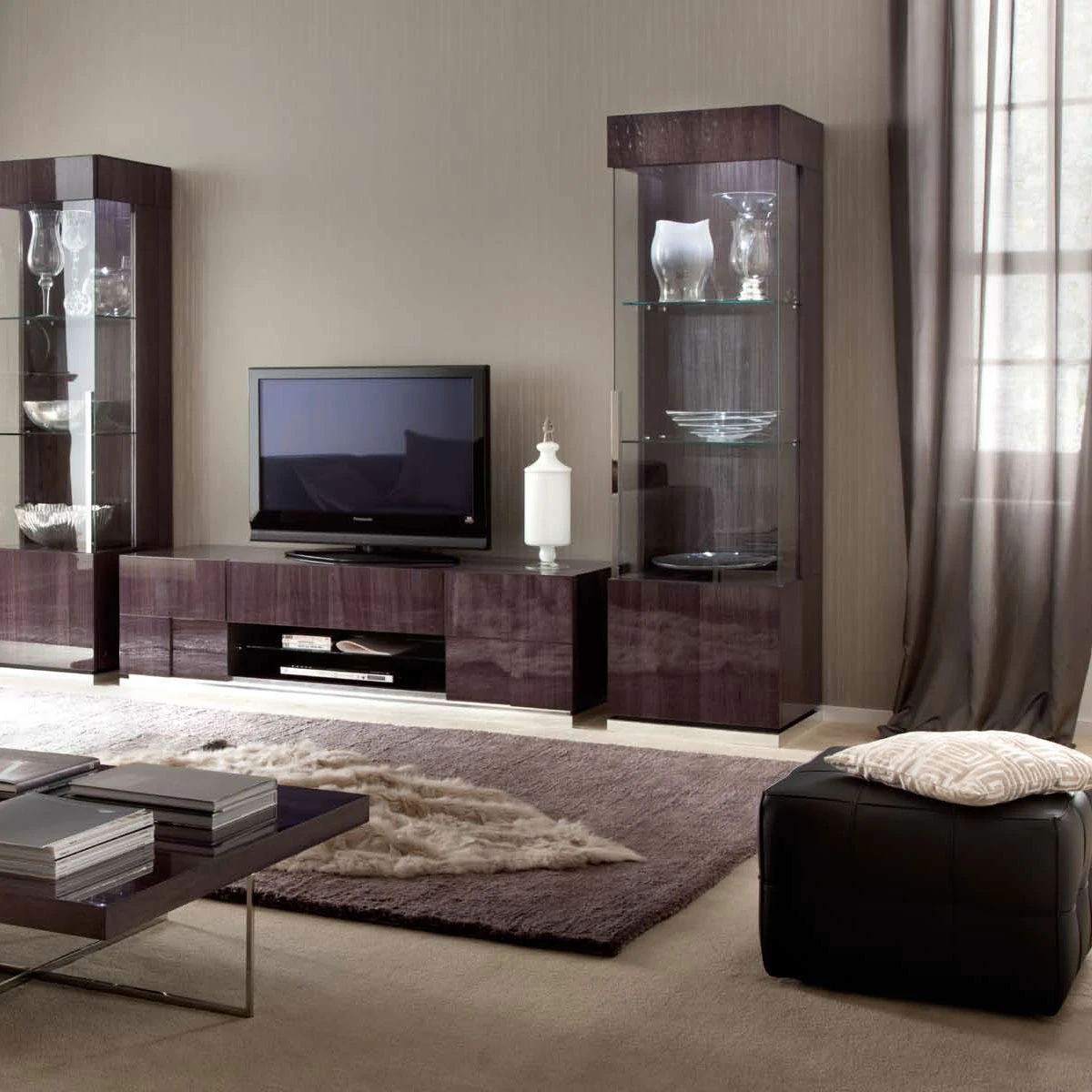 Monza Koto Grey High Gloss Right Hand Facing Single Door Vitrine 1 Monza Koto Grey High Gloss Right Hand Facing Single Door Vitrine