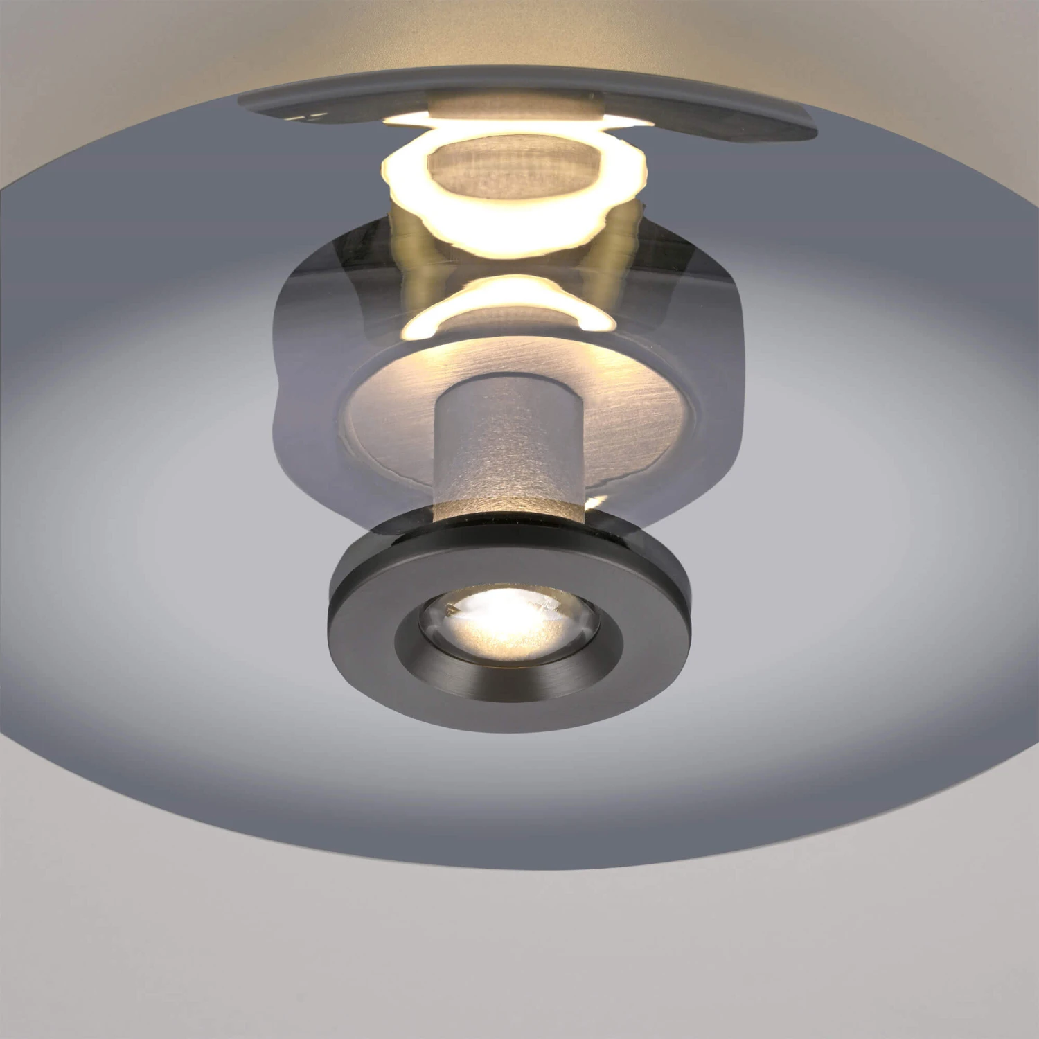 Verre Grey & Smoked Glass Flush Ceiling And Wall Light 7 Verre Grey & Smoked Glass Flush Ceiling And Wall Light - Image 7