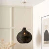 Black Rattan Round Pendant Light