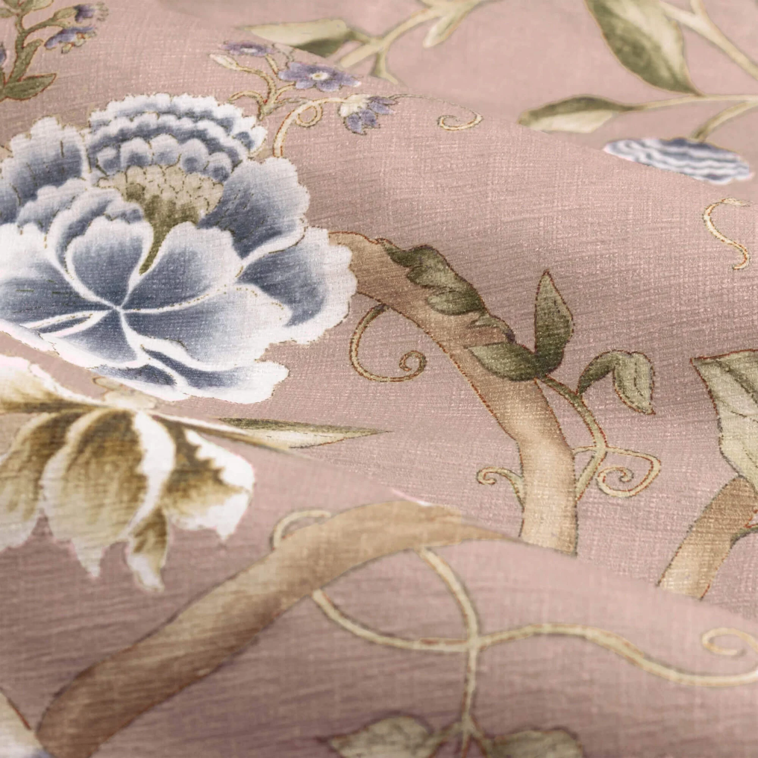 Porcelain Garden Blush Pink Chenille Room Darkening Pencil Pleat 66" X 72" Curtains 4 Porcelain Garden Blush Pink Chenille Room Darkening Pencil Pleat 66" X 72" Curtains - Image 4