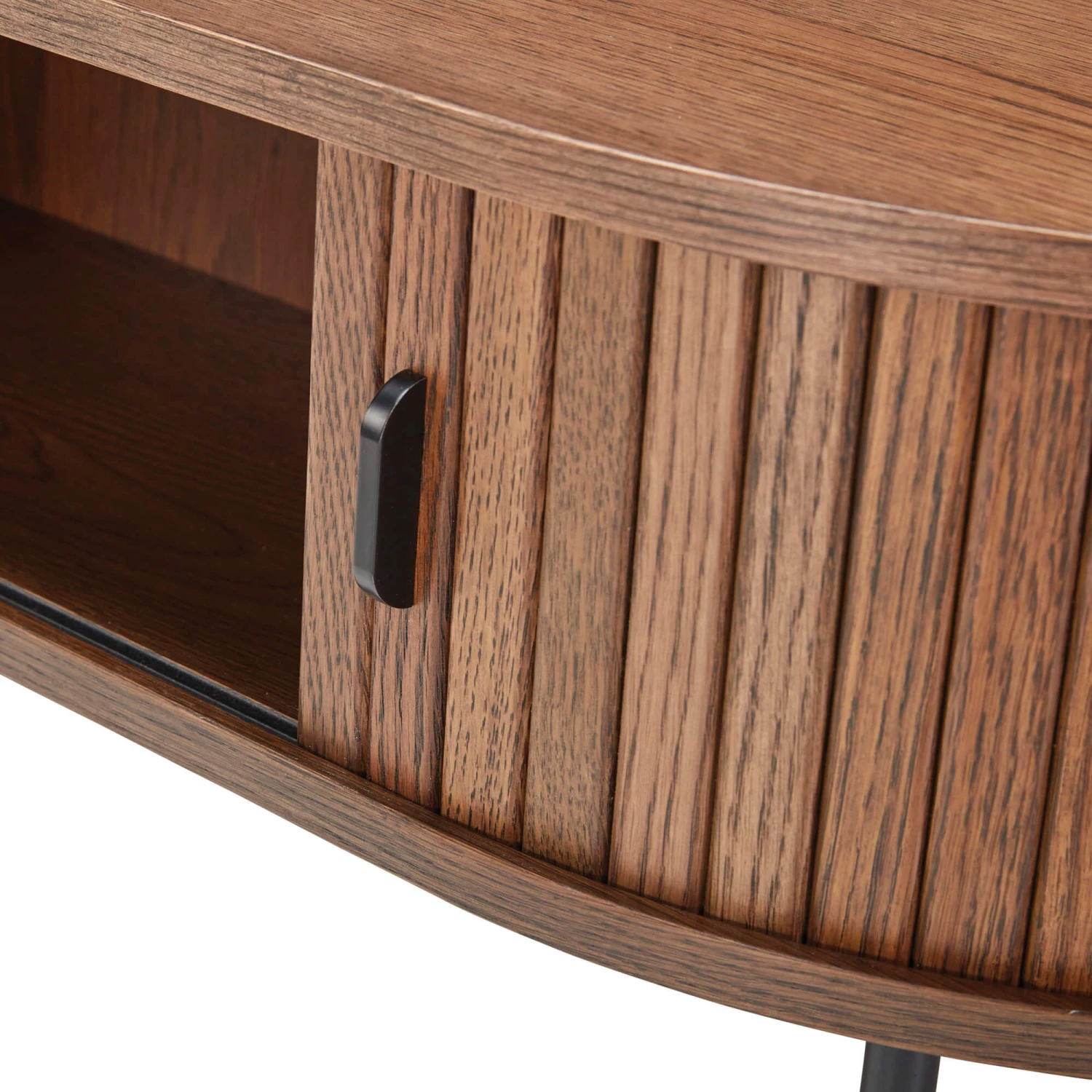 Annika Smoked Oak Slatted Sliding 2 Door Coffee Table 6 Annika Smoked Oak Slatted Sliding 2 Door Coffee Table - Image 6