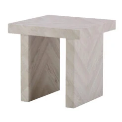 Dune Pale White Herringbone End Table