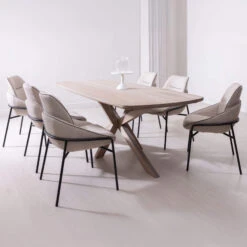 Stephanie 220cm Ash Dining Table With 6 Juliette Dining Chairs