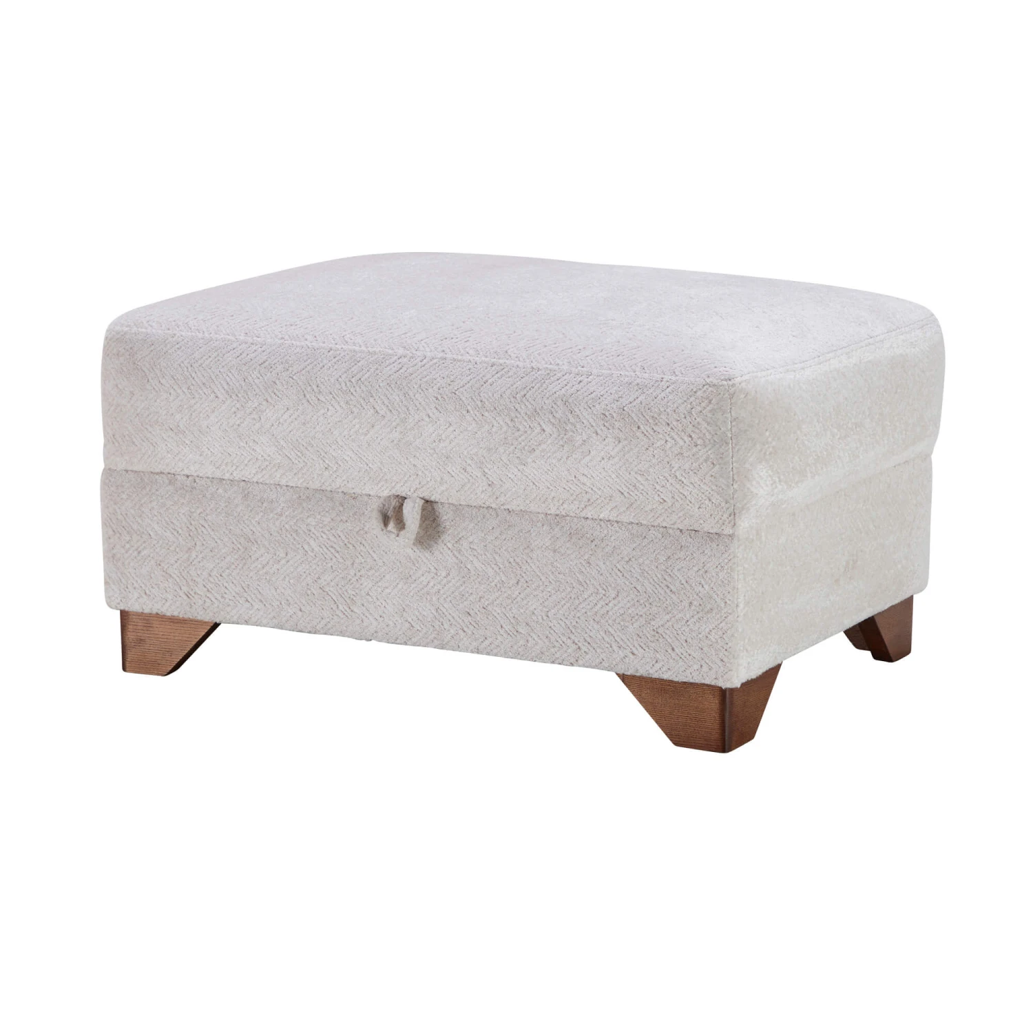 Mackenzie Ivory Chevron Textured Fabric Large Ottoman Storage Footstool 2 Mackenzie Ivory Chevron Textured Fabric Large Ottoman Storage Footstool - Image 2