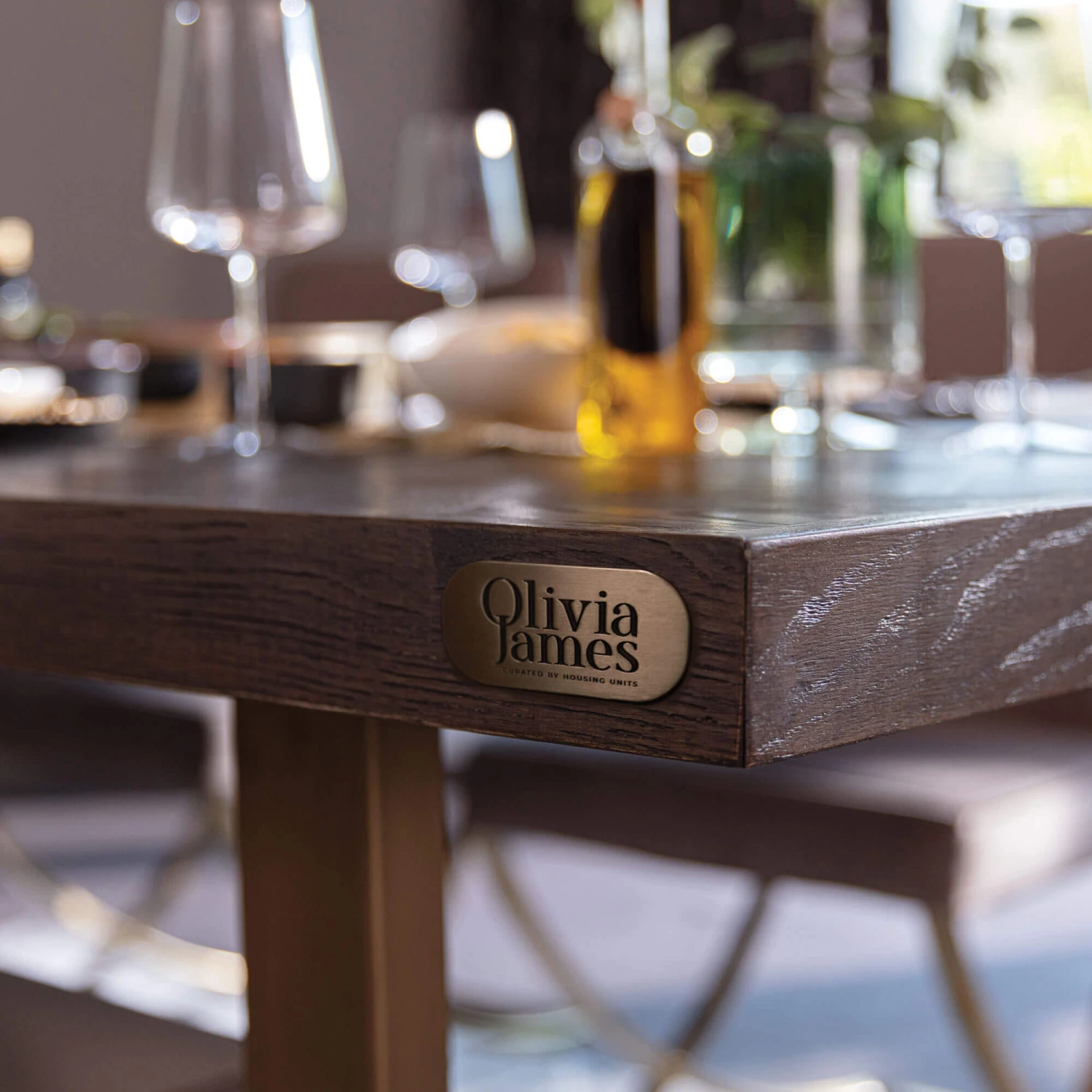 Olivia James Hemingway 220cm Mahogany Oak & Gold Dining Table & 6 Grey Chairs With Gold Legs 13 Olivia James Hemingway 220cm Mahogany Oak & Gold Dining Table & 6 Grey Chairs With Gold Legs - Image 13