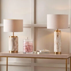 PACIFIC Carrara Natural Stone Effect Ceramic Table Lamp -Housingunits 4b4e8386206e839ed9c8dcc7b538a16f