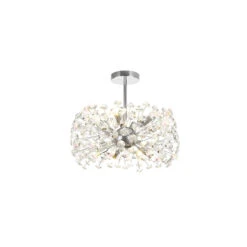Avezza Chrome & Crystal Semi Flush Ceiling Light