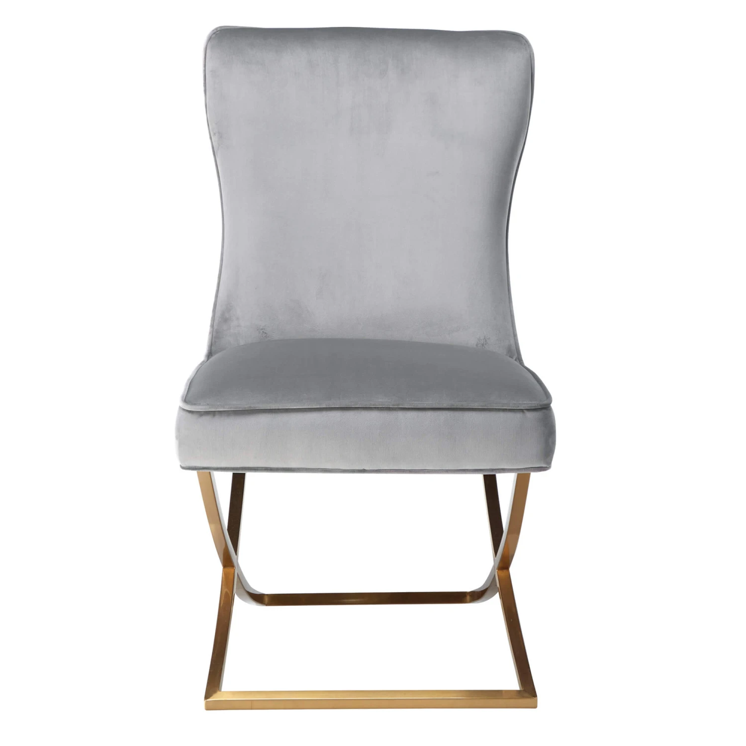 Olivia James Hemingway Grey Velvet Dining Chair With Brushed Gold Legs 2 Olivia James Hemingway Grey Velvet Dining Chair With Brushed Gold Legs - Image 2