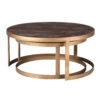 Olivia James Hemingway Mahogany Oak & Gold Nest Of 2 Coffee Tables