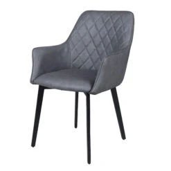 Bronx Grey Faux Leather Dining Chair