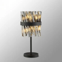 Azio Satin Black & Smoked 6 Light Table Lamp