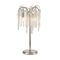 Wisteria Polished Nickel & Crystal 3 Light Table Lamp