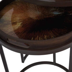 Libra Golden Burst Set Of 2 Side Tables With Removable Trays -Housingunits 4ef27106cf2b43dd0a8bf4d7eb191e32