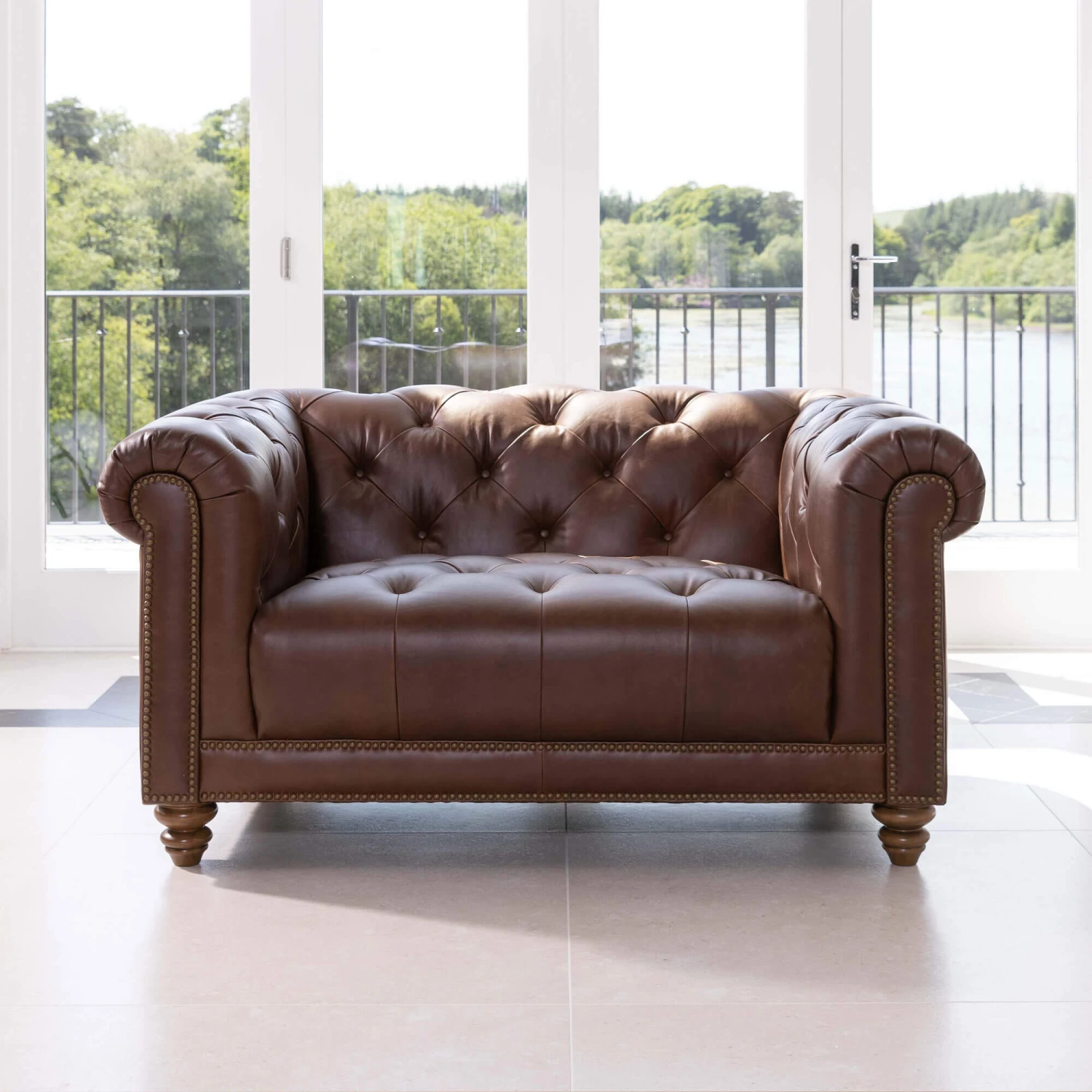Wentworth Kodak Clove Brown Leather Snuggler Sofa 1 Wentworth Kodak Clove Brown Leather Snuggler Sofa