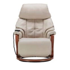 Himolla Chester Cream Leather Midi Power Recliner Swivel Chair