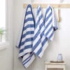 Reversible Stripe Blue Cotton Bath Towel