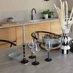 Ingrid Concrete-Effect 220cm Dining Table With Bench & 3 Larvik Black Wishbone Chairs -Housingunits 51e81637e3a395eed8487f3f3fe5ac76