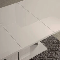 Caren High Gloss Pearl Line 160cm Extending Dining Table -Housingunits 5225a2000323ff341fe2f64c11998b33