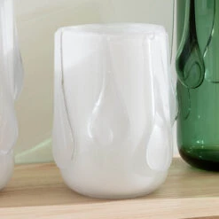 Small White Drippy Glass Vase