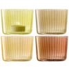 Gems Set Of 4 Amber Ribbed Glass Tealight Holders