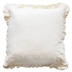 Layla Natural Velvet Frill Cushion