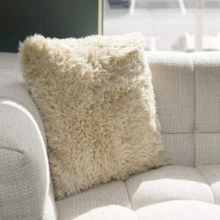 Joanna Sand Beige Faux Sheepskin Square Sofa Cushion -Housingunits 567f06113406a2b18df2340b14d0ab79