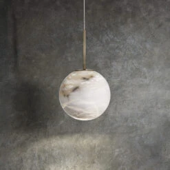 Quintiesse Kepler Gold 30cm Round Alabaster Pendant Light