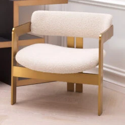 Eichholtz Donato Brass And Boucle Accent Chair