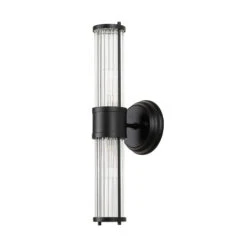 Newton Satin Black 2 Light Glass Rod Wall Light -Housingunits 585d4ffb62f80f56bed96095093360db