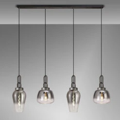 Hectar Pewter & Smoked Fade Glass 4 Light Bar Pendant