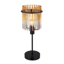 Icelle Matt Black & Amber Fade Glass Rods Table Lamp