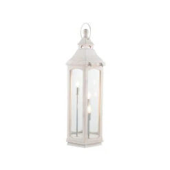 White Wash Wood Floor Lantern