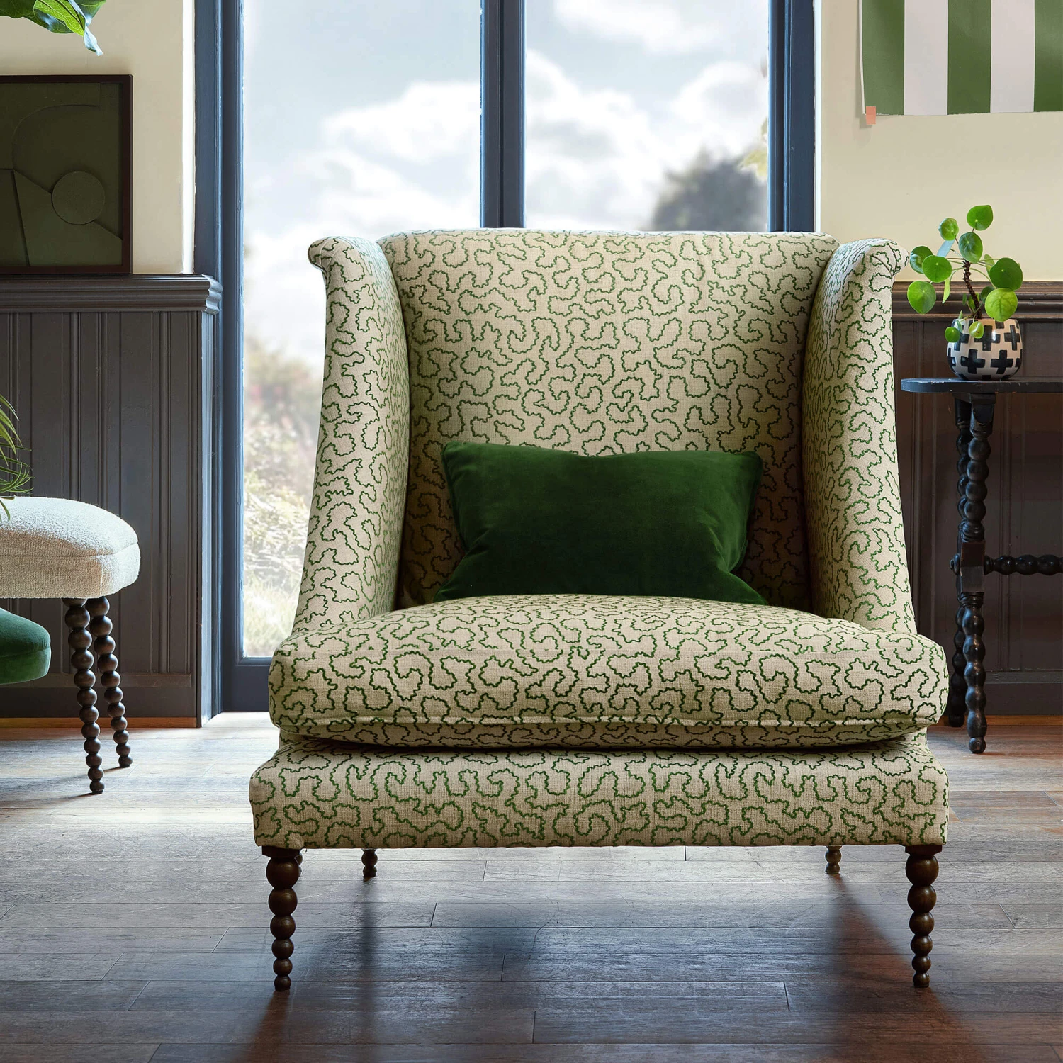 John Sankey Boodle Wiggle Emerald Fabric High Back Chair 1 John Sankey Boodle Wiggle Emerald Fabric High Back Chair