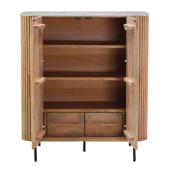 Rochelle Mango Wood & Marble 2 Door Highboard -Housingunits 5a9c4e8c4812e1ac8264622a6c346be0