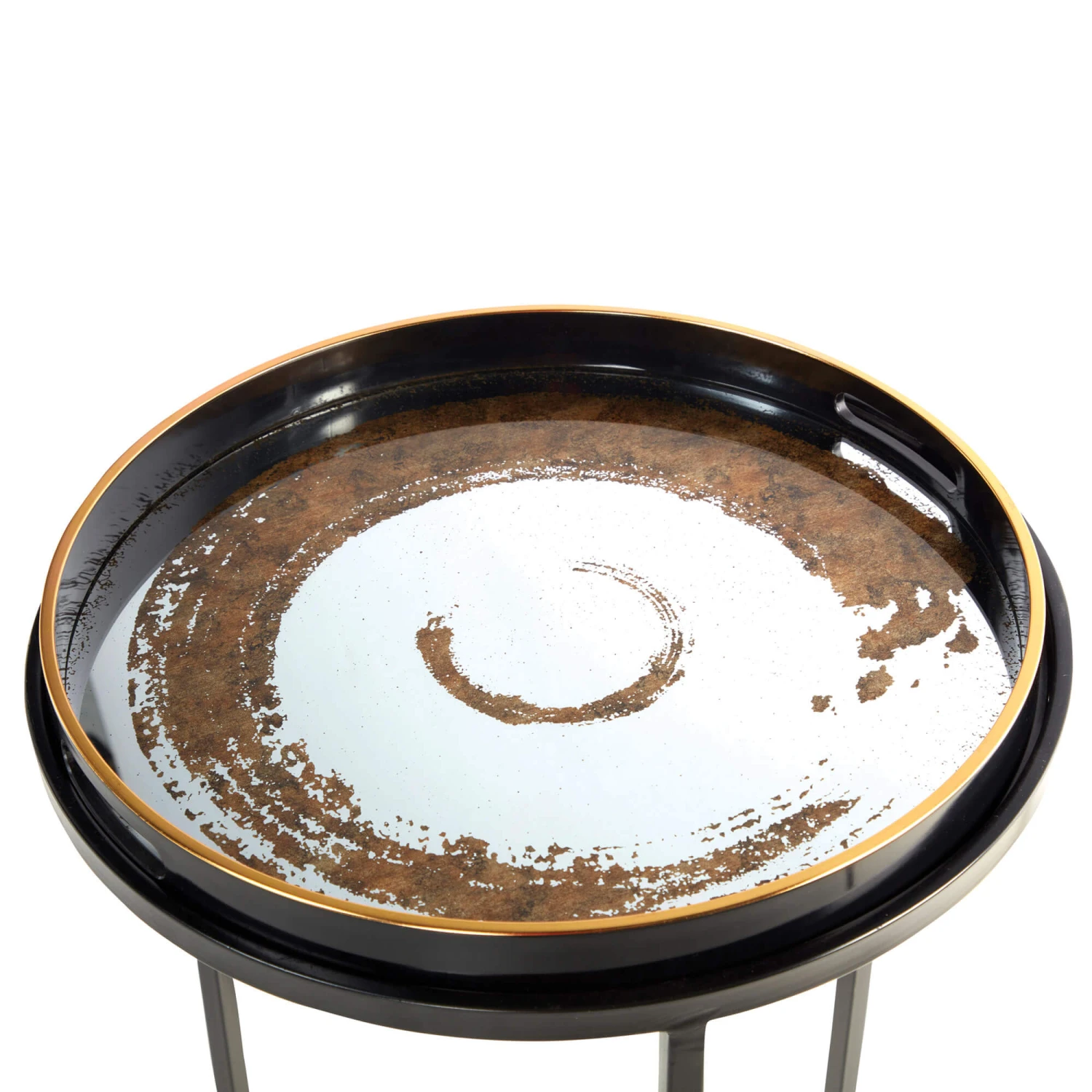 Libra Nero Black & Gold Swirl Mirrored Nest Of 2 Tables 5 Libra Nero Black & Gold Swirl Mirrored Nest Of 2 Tables - Image 5