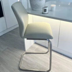 Roma Taupe Faux Leather Bar Stool