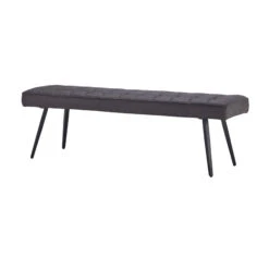 Moretti Grey Faux Leather Straight Dining Bench