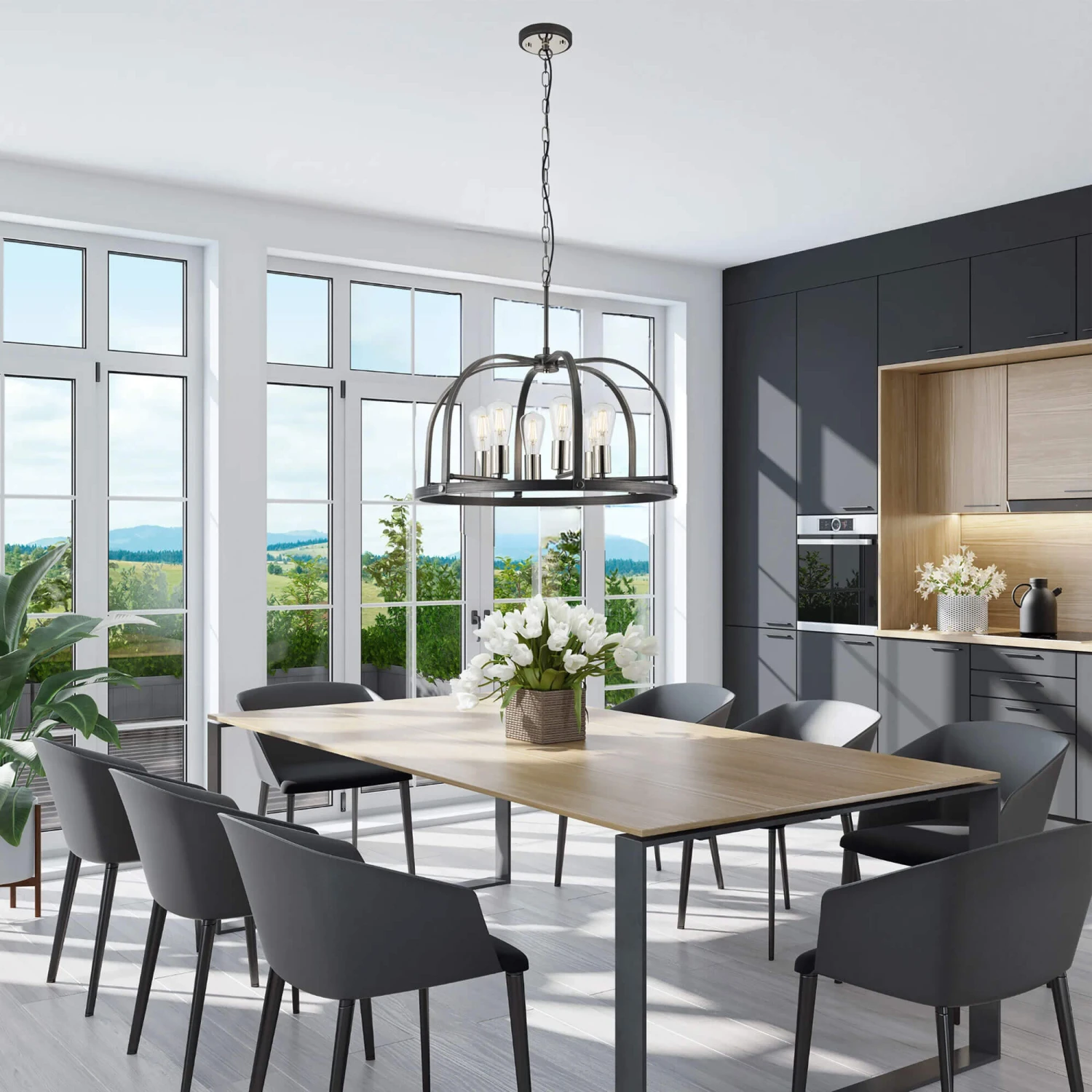 Lozan Pewter 6 Light Pendant 1 Lozan Pewter 6 Light Pendant