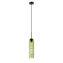 Ariah Green Single Ribbed Glass Pendant