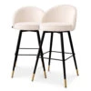 Eichholtz Cooper Boucle Set Of 2 Cream Bar Stools