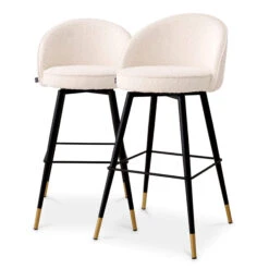 Eichholtz Cooper Boucle Set Of 2 Cream Bar Stools