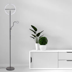 Vague Dark Grey Uplighter & Reading Light Floor Lamp