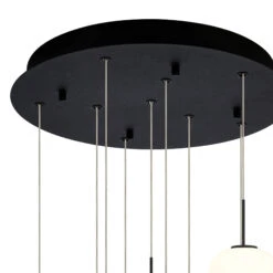 Henrik Satin Black & Frosted White Glass 9 Light Pendant -Housingunits 5d1348e57c1f2a8214942256b0da76e4