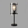 Alonza Matt Black & Clear Cobbled Glass Table Lamp